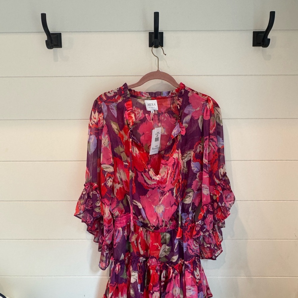Misa Los Angeles Floral Mini Dress - Pink and Purple